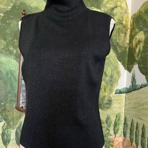 Joseph A Black Metallic Silk Blend Top size XL